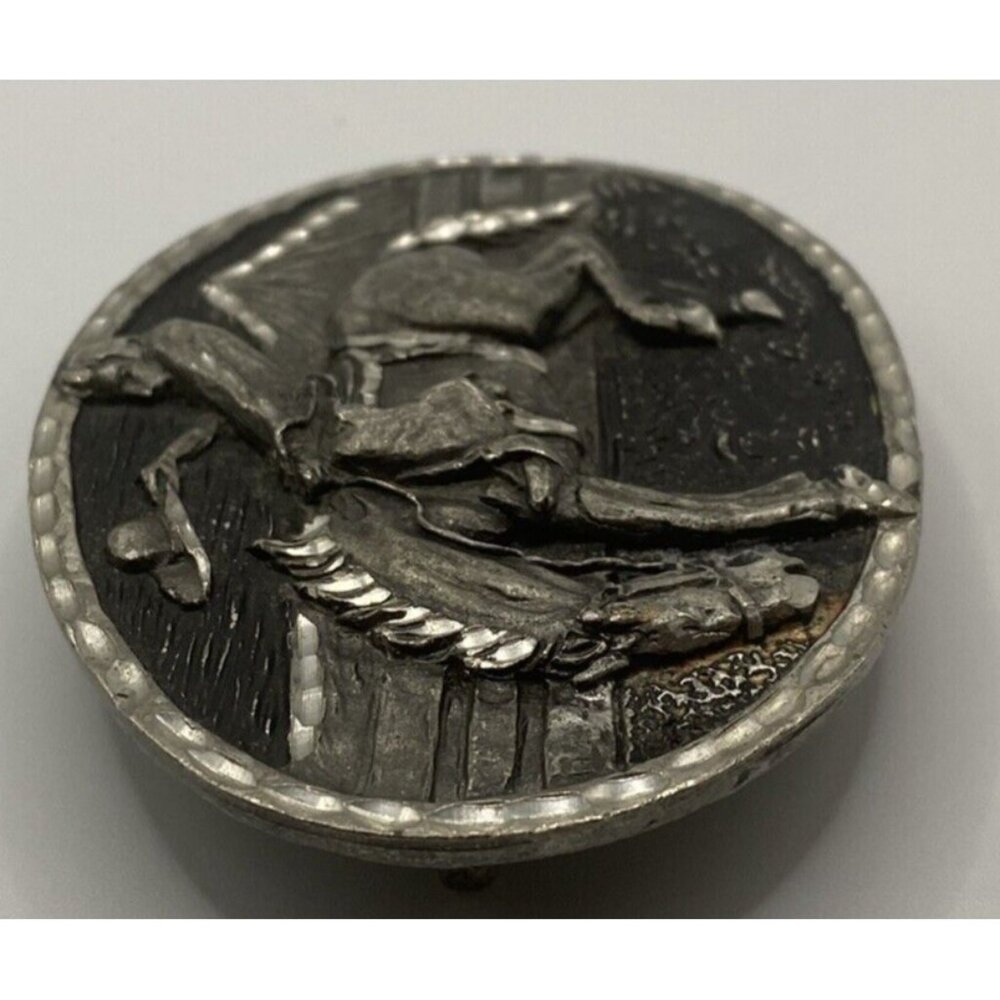 Bucking Bronc Belt Buckle Bronco Rider Horse Rodeo Cowboy Western 1980s Vtg LOOK - Picture 11 of 11
